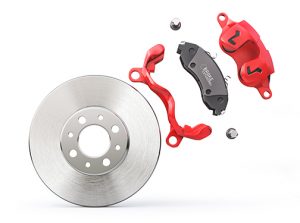 CarBrakeDiskWithRedCaliperCarBrakeOnA - Meineke Chicago Meineke Car Care | Brake Calipers | Chicago