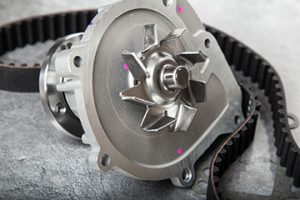 NewCarWaterPumpWithGasketAndTimingBeltOn - Meineke Chicago Meineke Car Care | Water Pump Seals | Bolingbrook IL